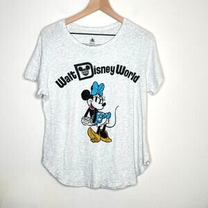 Disney Parks Minnie Mouse Gray Bling T Shirt Womens Large Walt Disney World